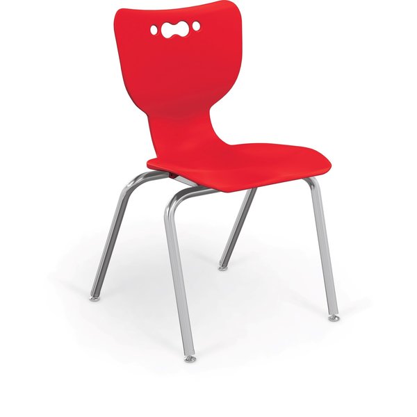 Mooreco Hierarchy School Chair, 4 Leg, 18" Chrome Frame, Red Armless Shell, PK5 53318-5-RED-NA-CH